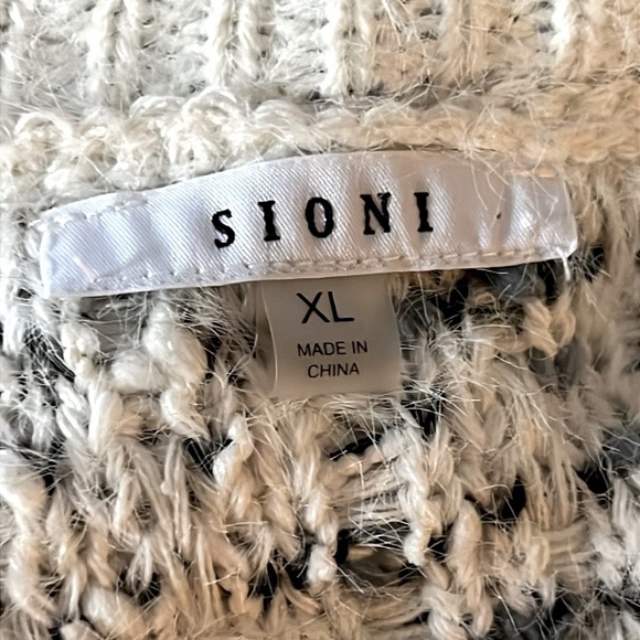 Anthropologie Sioni Nubby Knit Black White Gray Cardigan XL - Picture 10 of 12